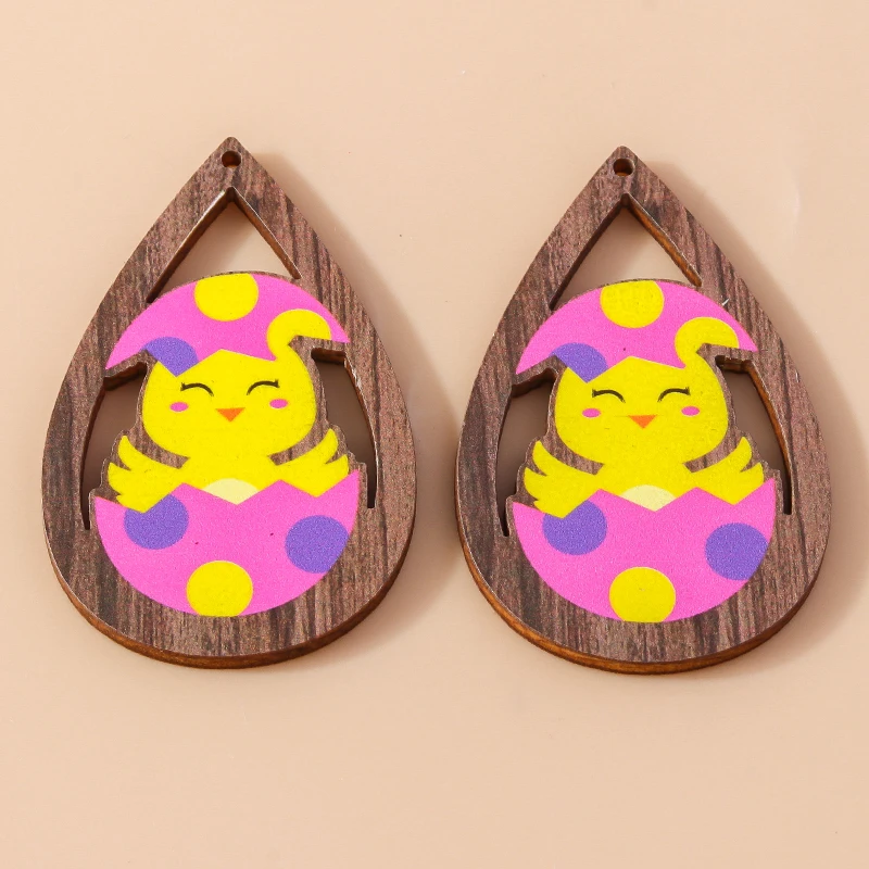 Leslie 10 Stück bunte Cartoon-Kaninchen-Osterei-Anhänger für die Schmuckherstellung, Frohe Ostern, Hasen-Anhänger, DIY-Halsketten, Ohrringe – Detail 8