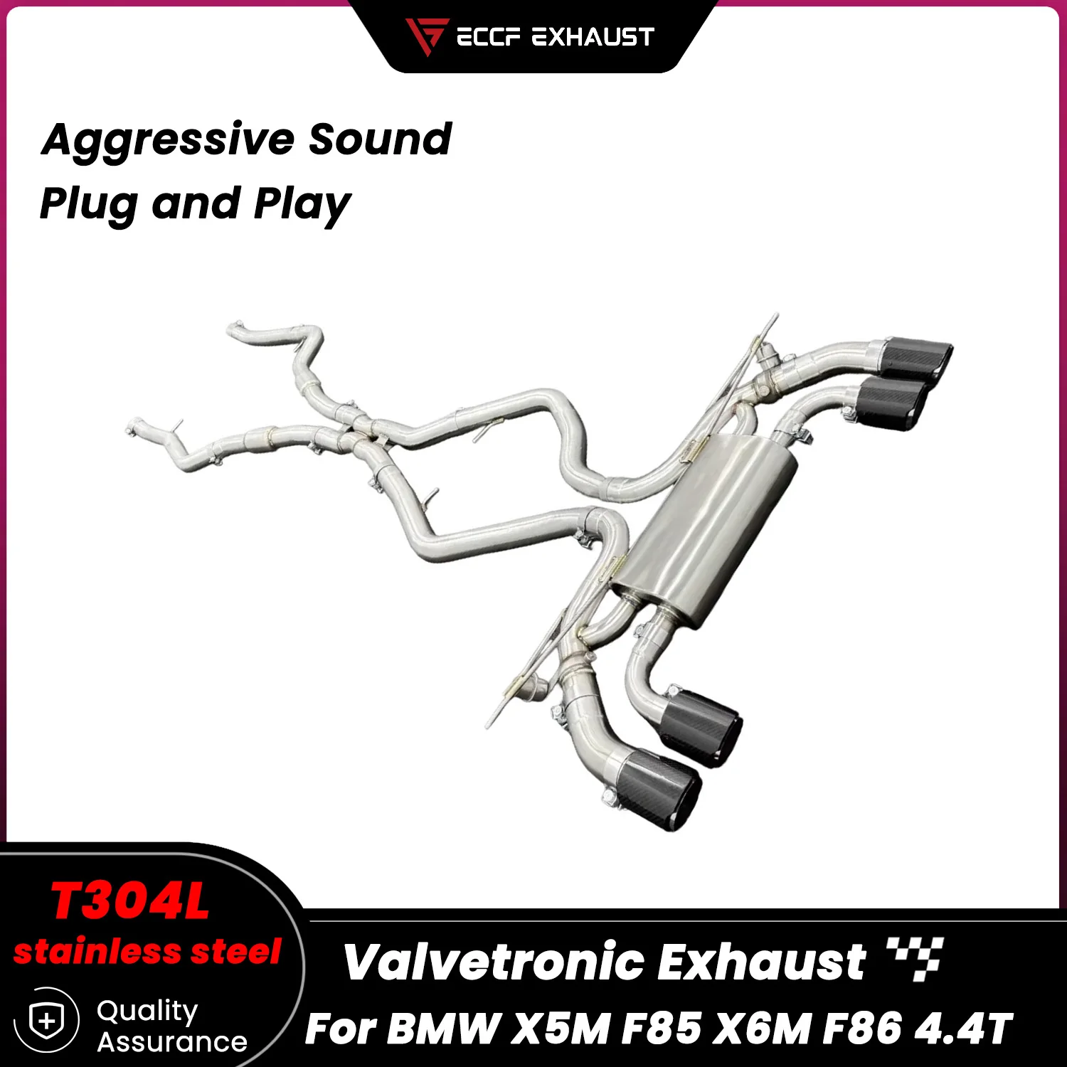 

Sporty Pneumatic Valved Stainless Steel Catback Exhaust for BMW X5M F85 X6M F86 4.4T ECCF Aggressive Sound Easy Installation
