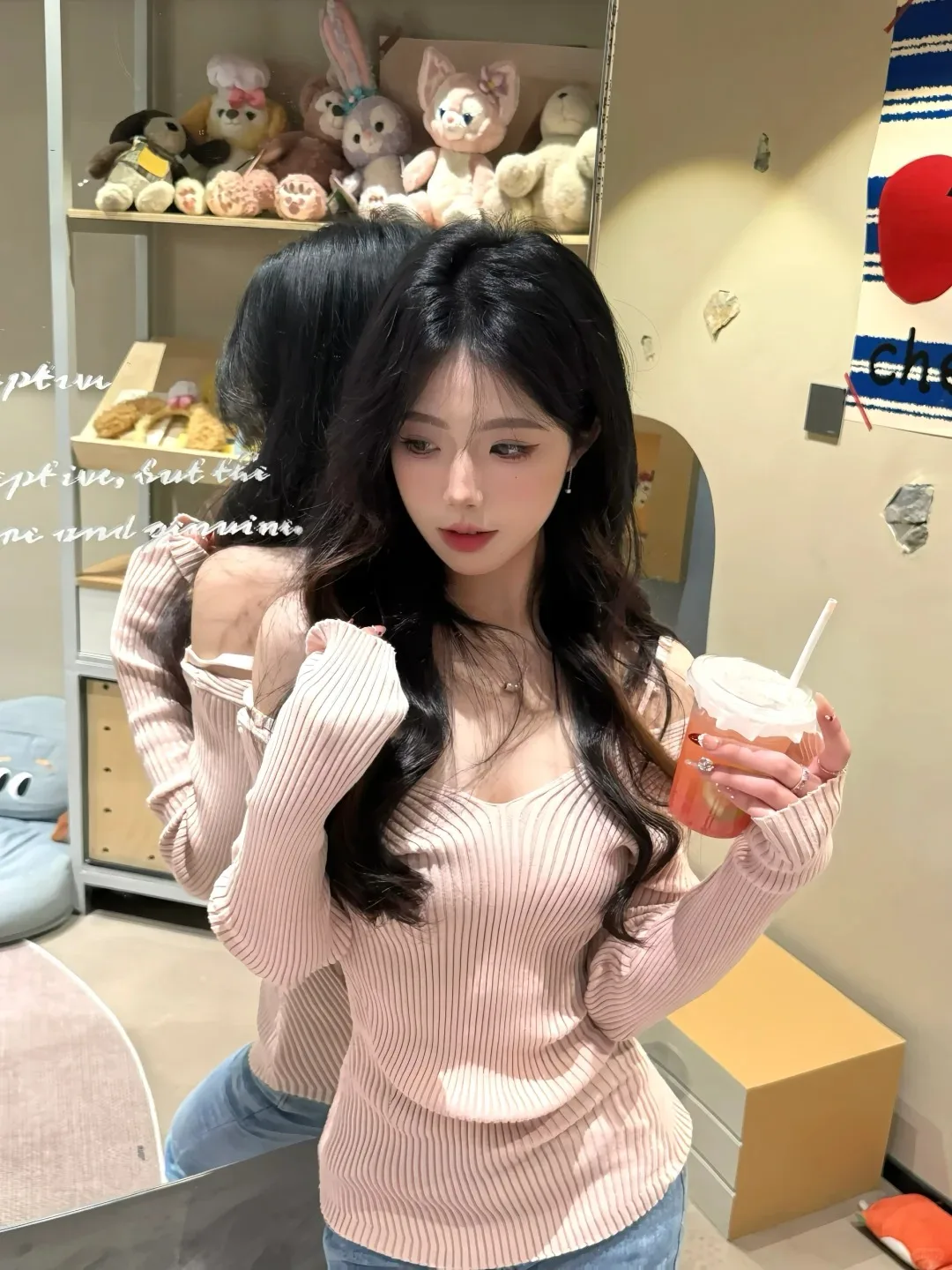 Korean Style Sweet Spicy Shoulder Bared Long Sleeve Women's Knitwear Base Layer Shirt Inner Wear Spring 2026 New Arrival