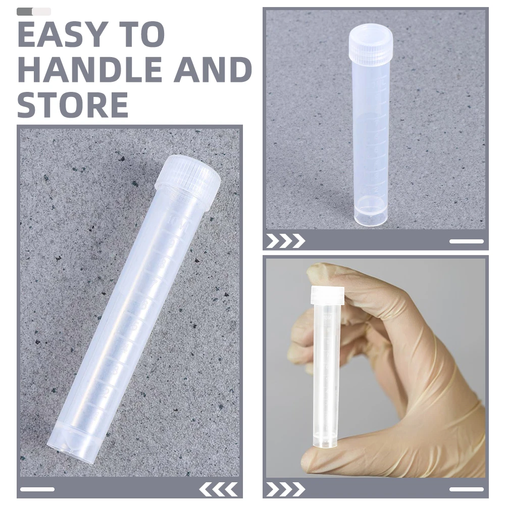 

10 Pcs Cryovial Test Tubes Small Plastic Storage Tubes with Lids Graduated Markings PP Material Laboratory Sampling Containers