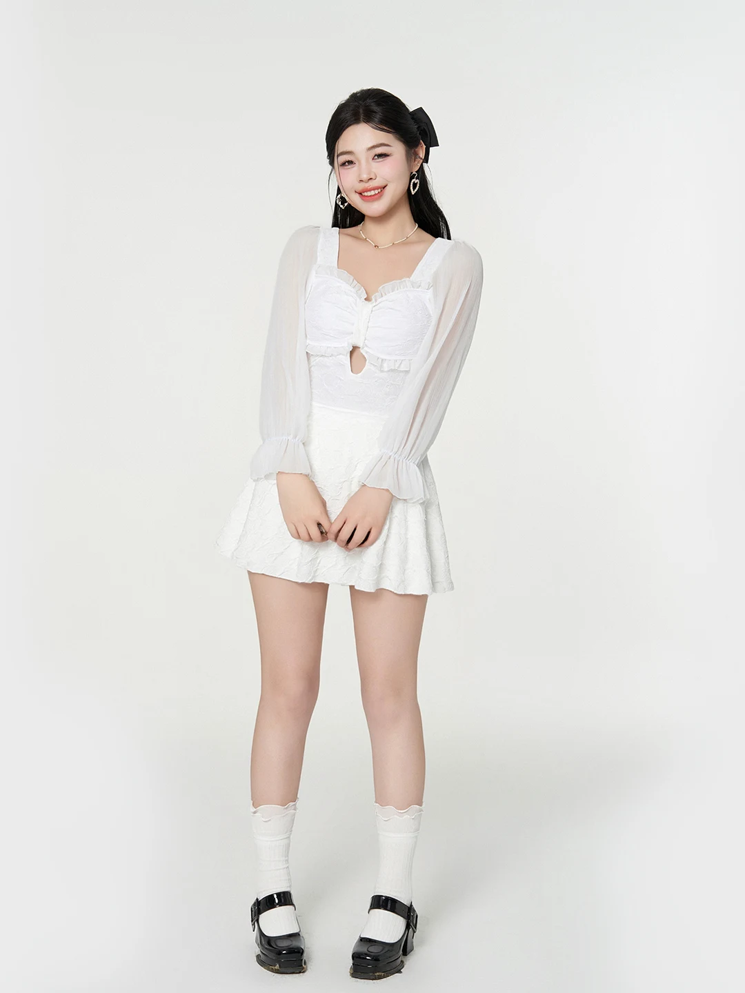 Larger Size One-Piece Swimsuit for Women Pear Shape Conceal Meat Slimming Hot Spring High Sensation Casual Long Sleeve Swimsuit