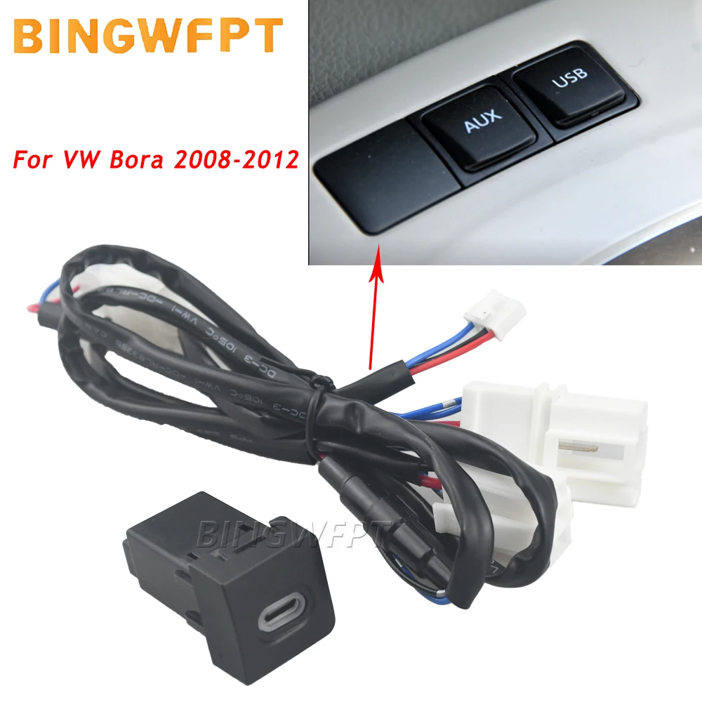 PD Type‑C Fast Charging Port Socket Auto Phone Fast Charging Adapter For Volkswagen Bora 2008 2009 2010 2011 2012 Accessories