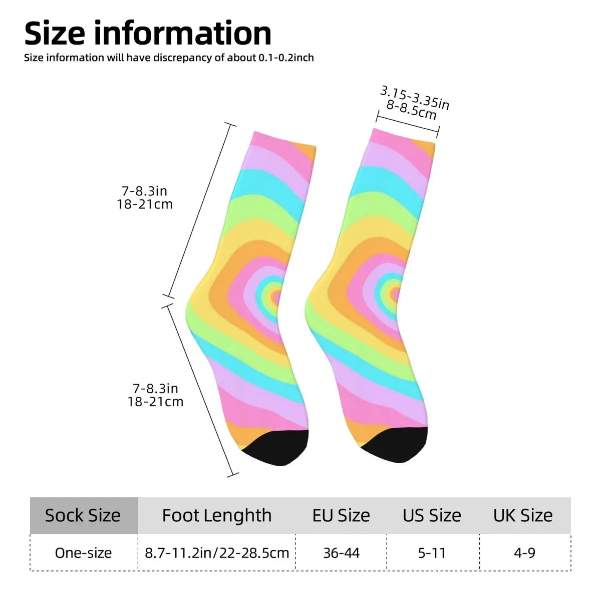 Design Rainbow Color Heart Socks Harajuku Sweat Absorbing Stockings All Season Long Socks for Unisex Valentine's Day Gifts