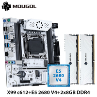 MOUGOL X99 Gaming Motherboard Kit LGA 2011-3 with Xeon E5-2680 V4 CPU and 2*8GB DDR4 2133MHz RAM M.2 NVME Sata 3.0 M-ATX X99 Set