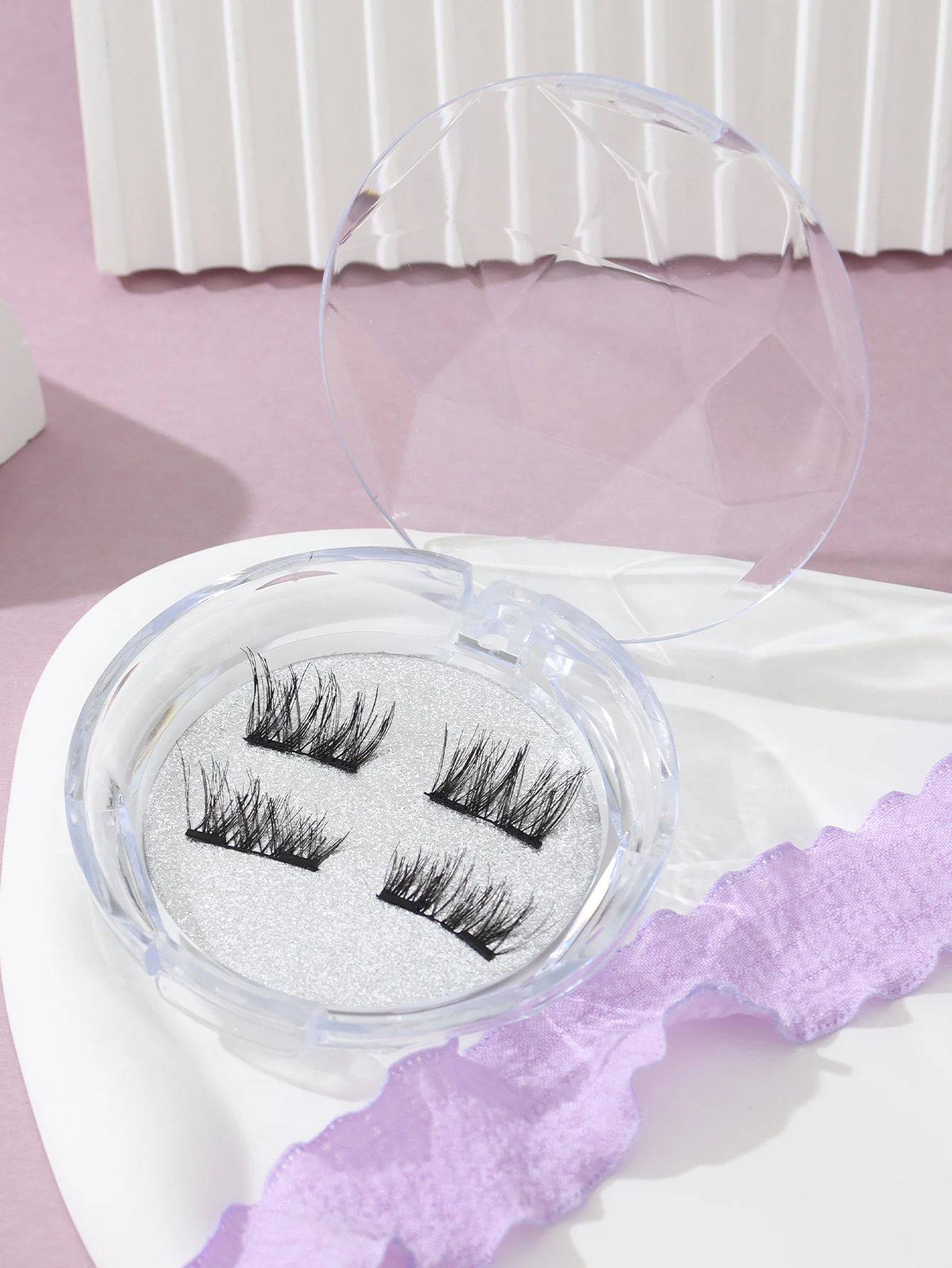 1 Pair, Thick Cross Single Magnet Wear Convenient Hardcover Box Quantum False Eyelashes