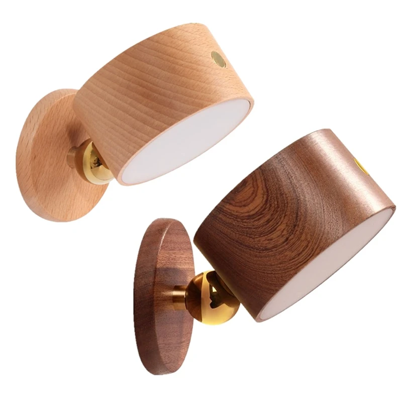 

JFBL Hot Wooden Reading Light 3 Brightness Levels Rechargeable 360° Rotating Ball Adjustable Touch Control Bedside Light