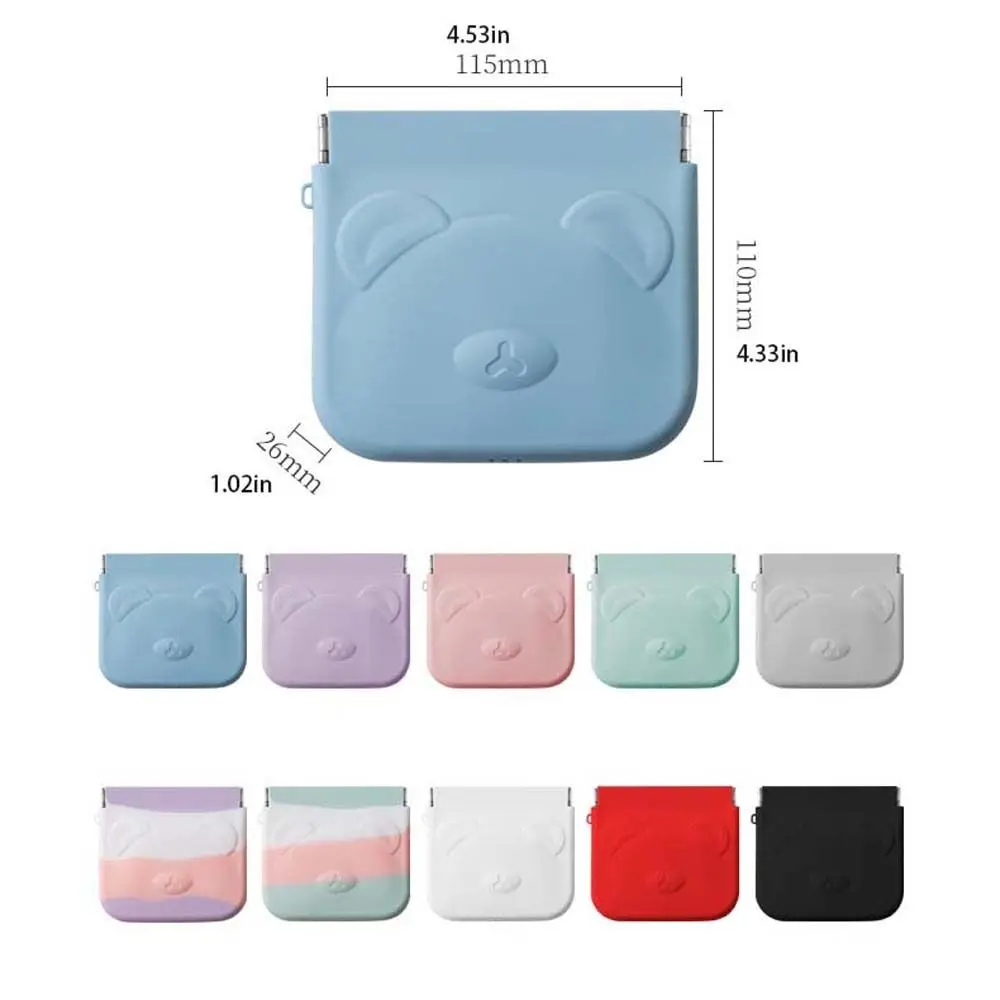 Portamonete orso in silicone tinta unita animale cartone animato borsa per rossetto con chiusura automatica di grande capacità porta carte piccola borsa