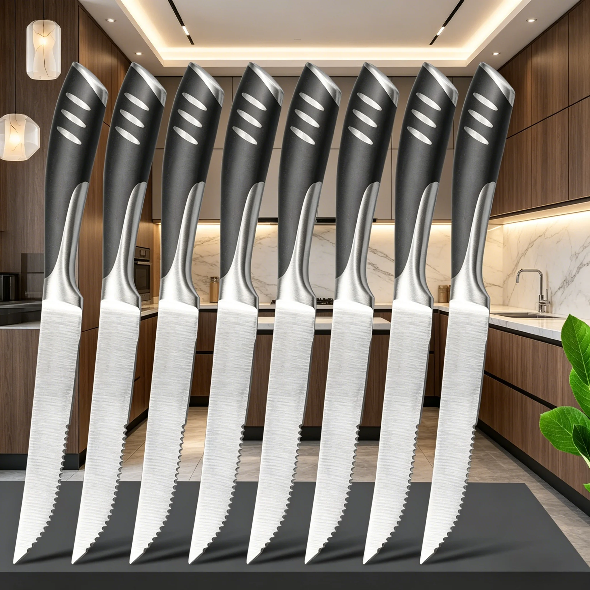 1/3/5/8-piece stainless steel serrated steak knife set, non-slip handle chef's knife, suitable for home kitchens and restaurants