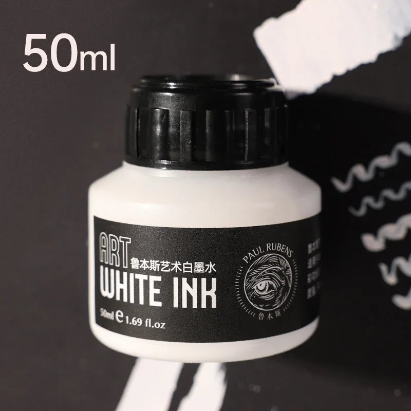 50ml Rubens Art White Ink Quick Dry Type Watercolor Ink Student Comic Correction Creative Painting Highlights Embellishment