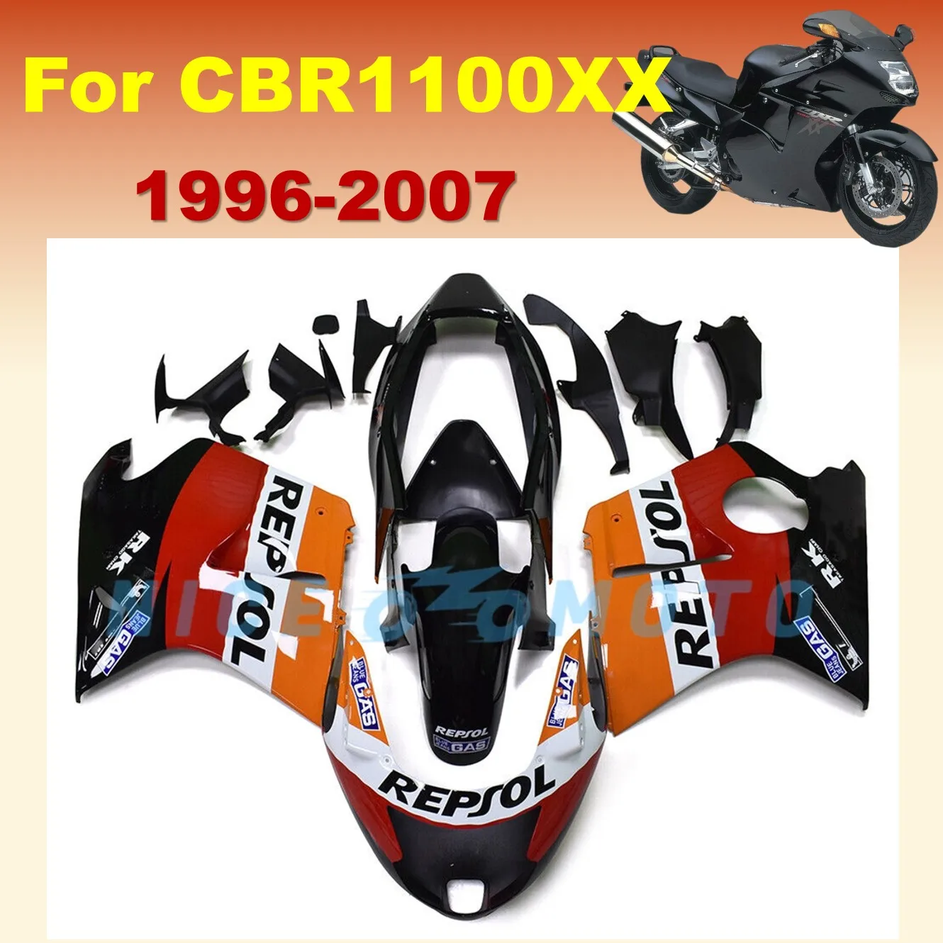 NEW ABS Motorcycle Plastic Bodywork Full Fairing Kit For CBR1100XX 1996-2007 CBR1100 Blackbird CBR 1100 98 99 06 fairings kits