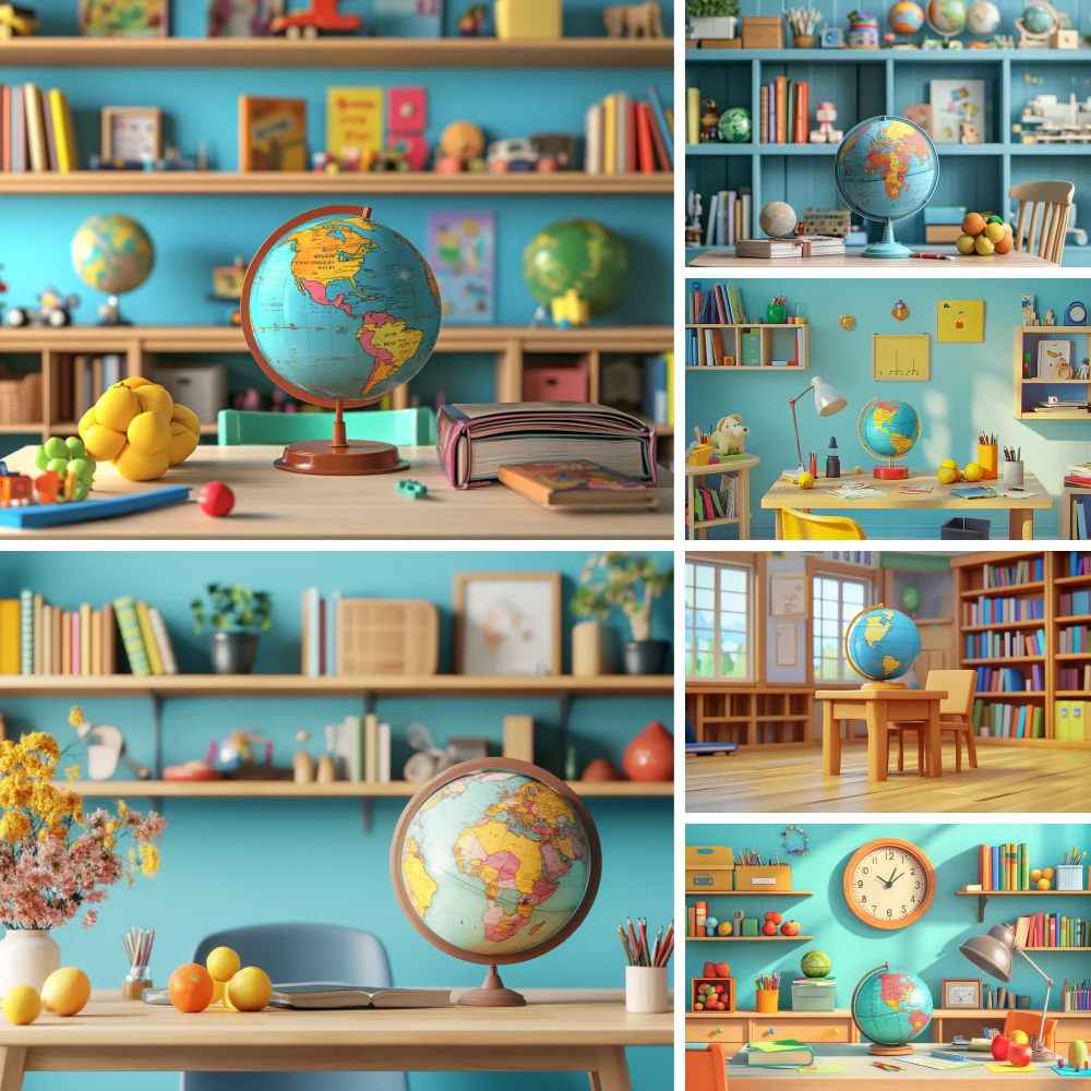 

Welcome Back To School Background Banner Black Blackboard Pencil Globe Books Baby Children Graduation Party Backdrop Photo Props