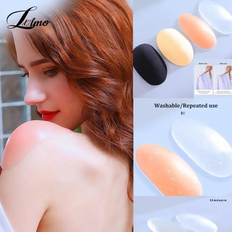 1Pair Invisible Shoulder Pad Detachable Breathable Silicone Shoulder Pad Anti-Skid Adhesive Sticky Pad For Women Men