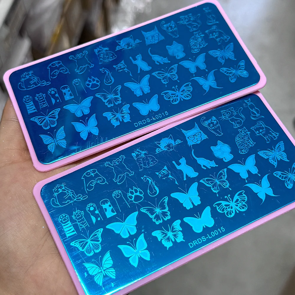 1Pcs Butterfly/Cat/Stripe Nail Stamping Plates 12*6cm Lines Animal Geometric Image Template Plate Mold Nail Stencil Stamp Tools-