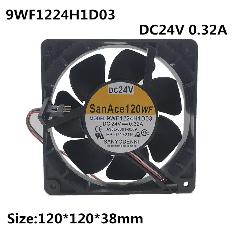 Original for Sanyo 12cm DC24V 0.32A 9WF1224H1D03 FANUC power module CNC equipment fan 120*38mm alarm detection cooling fan