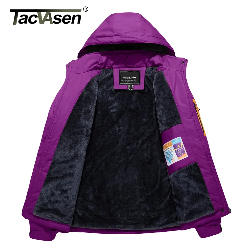 TACVASEN Womens Winter Fleece Jackets Waterproof Snowboard Ski Jacket Coat Outdoor Camping Hiking Jackets Windbreaker Parka