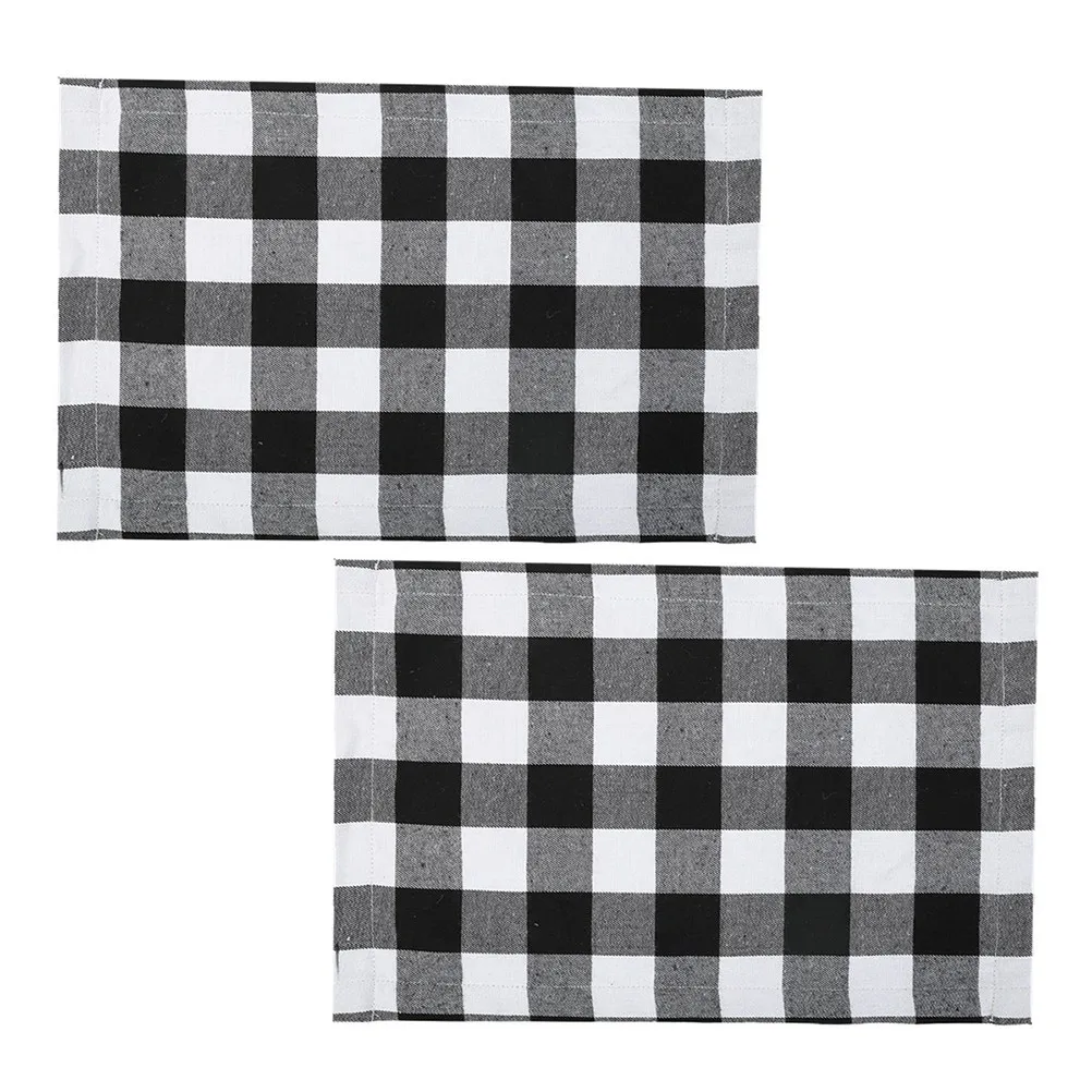 2Pcs Lightweight Plaid Placemat Cutlery Mat Cutlery Pouch for Hotel Restaurant Banquet Party Dining Placemat