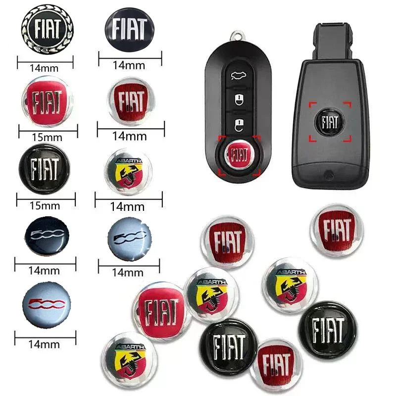 Fiat Car Remote Key Sticker Auto Control Keychain Badge Emblem for Fiat 500,500C,500X,Panda,Punto,Tipo,Bravo Car Styling Parts