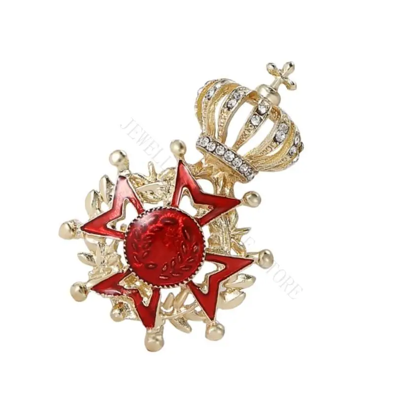 R7UF Sophisticated Crowns Medals Brooches for Women Portable for Award Ceremonies