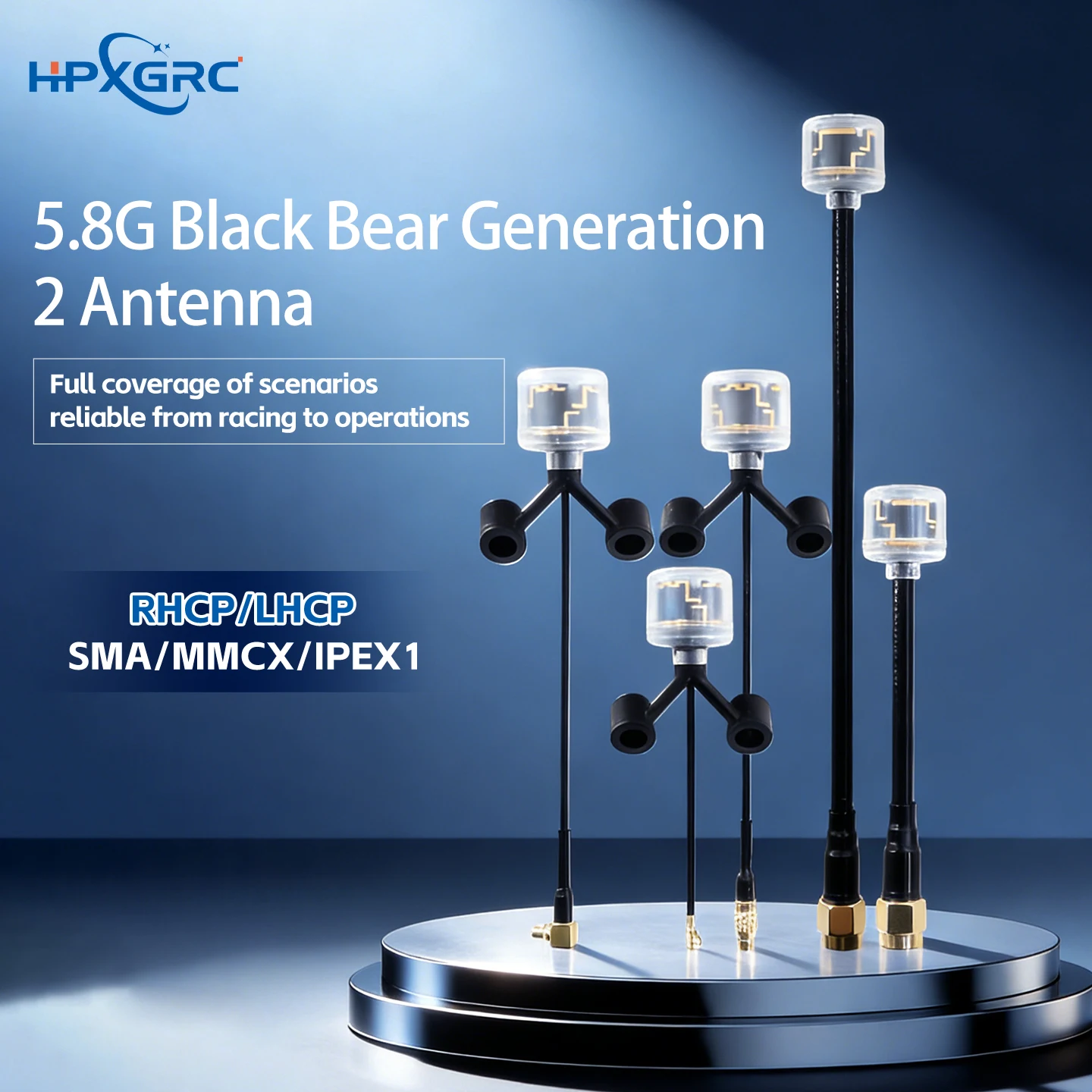 HPXGRC 5.8G Black Bear FPV Antenna V2 RHCP/LHCP SMA/UFL/MMCX-90°/MMCX-Straight for 5.2-6GHz Quadcopter Drone Freestyle DIY RC
