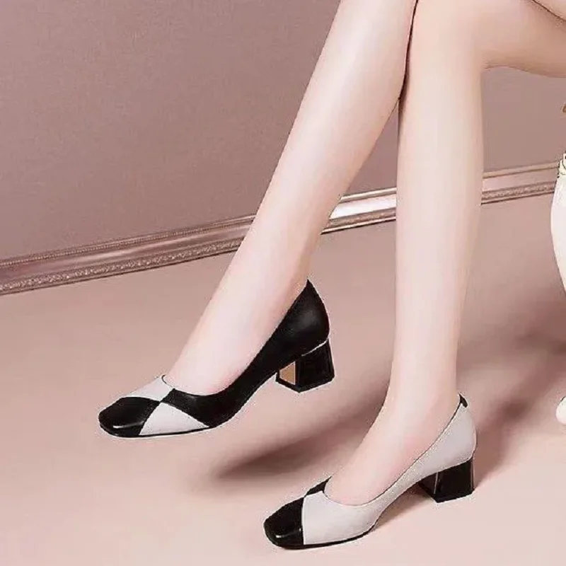 zapatos de mujer women classic high quality multi color spring square heel shoes for office career lady casual sexy pumps ca191