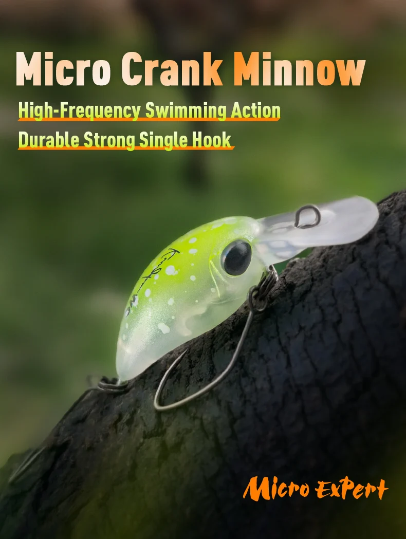 Kingdom Small Crank Minnow 1,5 g 25 mm 3,2 g 32 mm schwimmender Mini-Kunstköder mit Einzelhaken, harter Wobbler zum Angeln auf Barschforellen – Detail 7
