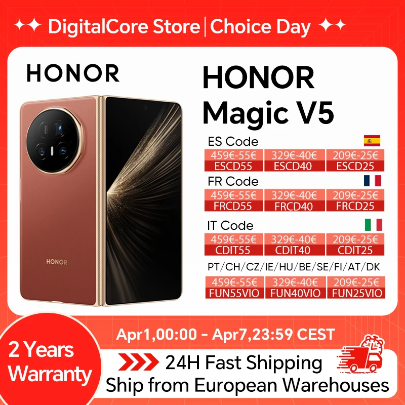 HONOR Magic V5 Version Globale Originale Smartphone 5G Double écran OLED HDR Snapdragon 8 Elite 5820mAh 7,95 pouces 66W SuperCharge
