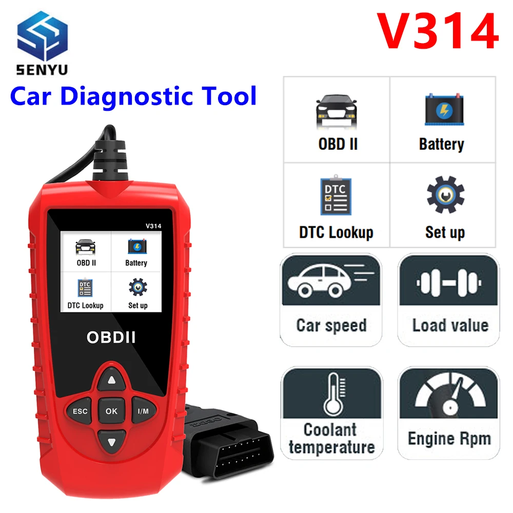 JFIND V314 OBD2 Диагностический инструмент сканера для анализатора автомобильного двигателя из пластика с сертификацией RoHS ...