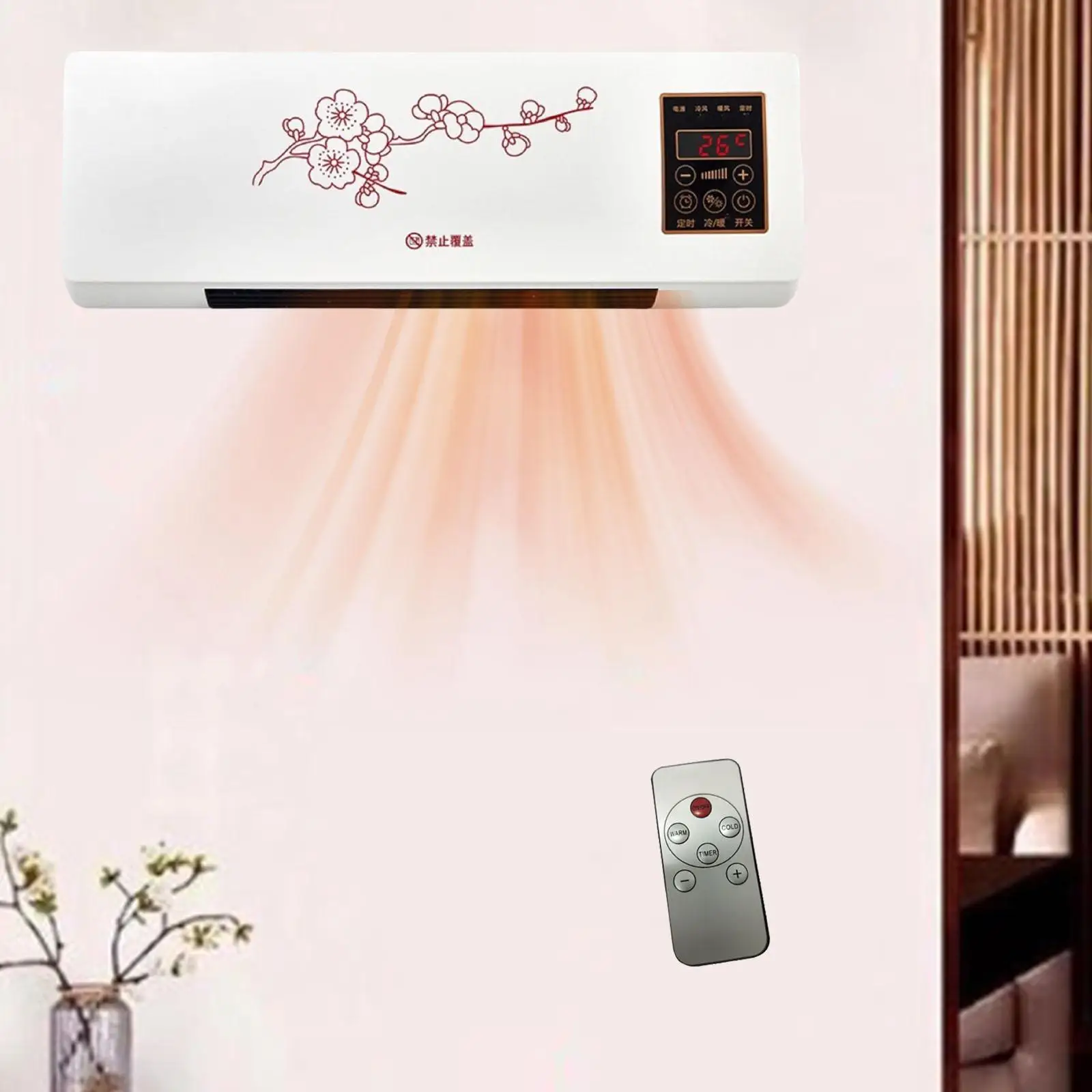 Electric Heater Mute Winter Heating Fan Energy Saving Small Space Heater with Remote Control for Bathroom Household Living Room