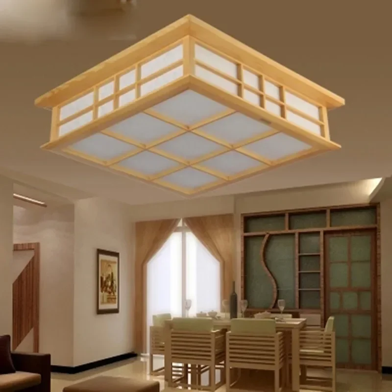 

Crafted Japanese Imported Wood Ceiling Lamp, LED Strip Ceiling Light, Study Room, Bedroom, Indoor Lighting, Art, Simple Lamp, 20