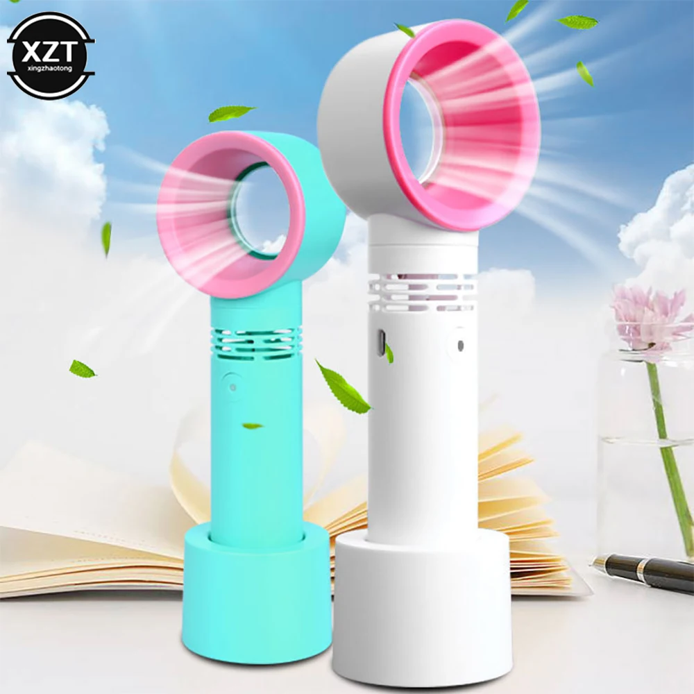 New Zero Shape Portable Bladeless Fan Handheld USB Rechargeable Mini Cooler Leafless Handheld Cooling Fan Air Cooler Fan Desktop