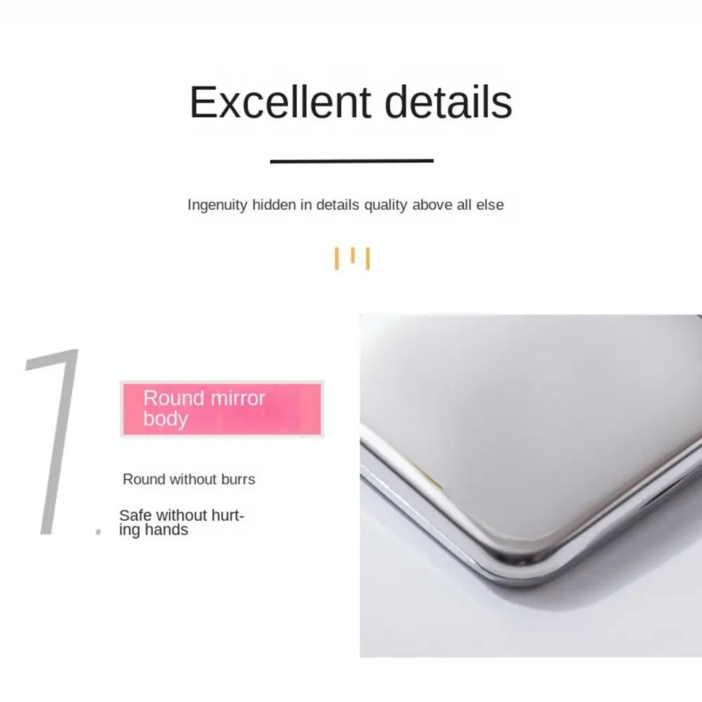 Espelho de bolso compacto de alta definição para mulheres, Espelho de vaidade portátil, Espelho de maquiagem de bolso lateral duplo, Cantos redondos, Dobrável