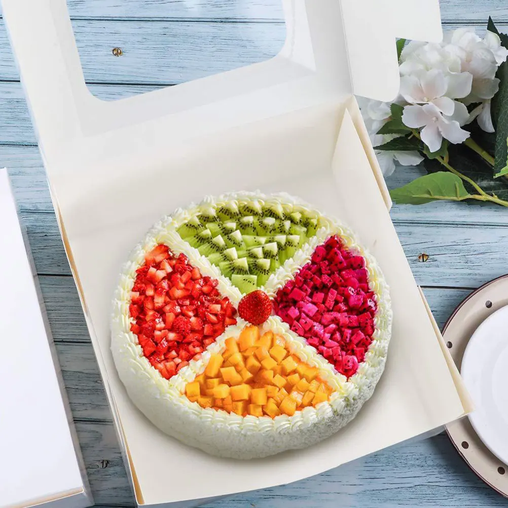 

10Pcs Cake Storage Box Paper Cake Carrier Clear Window Lid Lightweight Party Gift Dessert Packaging Bakery Boxes