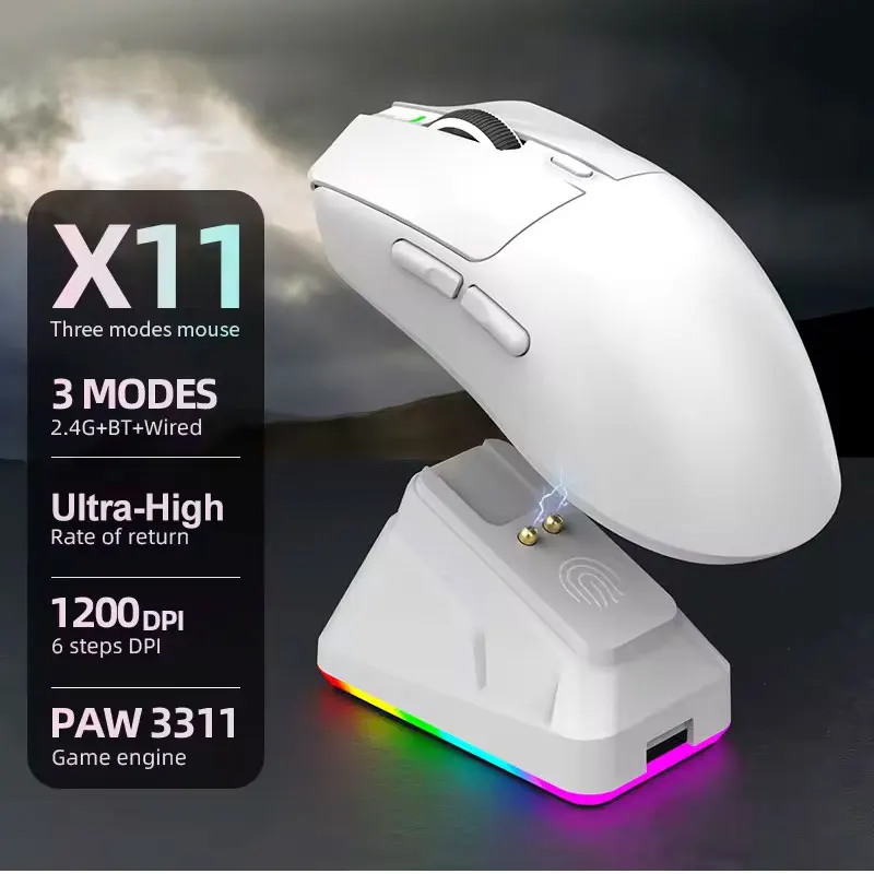 2026 NEW HOT X11 Wireless Bluetooth 3-Mode Mouse Touch Screen Magnetic Charging Dock Ultra-Light Macro Gaming Mouse Magnetic