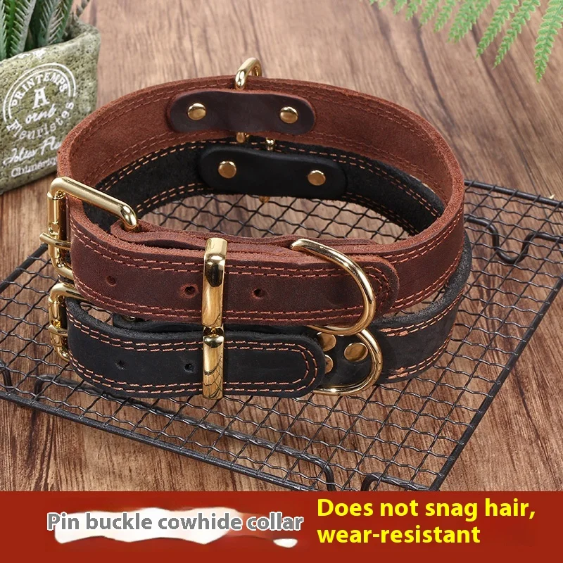 

Top Grain Leather Dog Collar-Handcrafted Adjustable Collar for Small Medium Large Dogs Soft Lined Pet Necklace for Teddy German