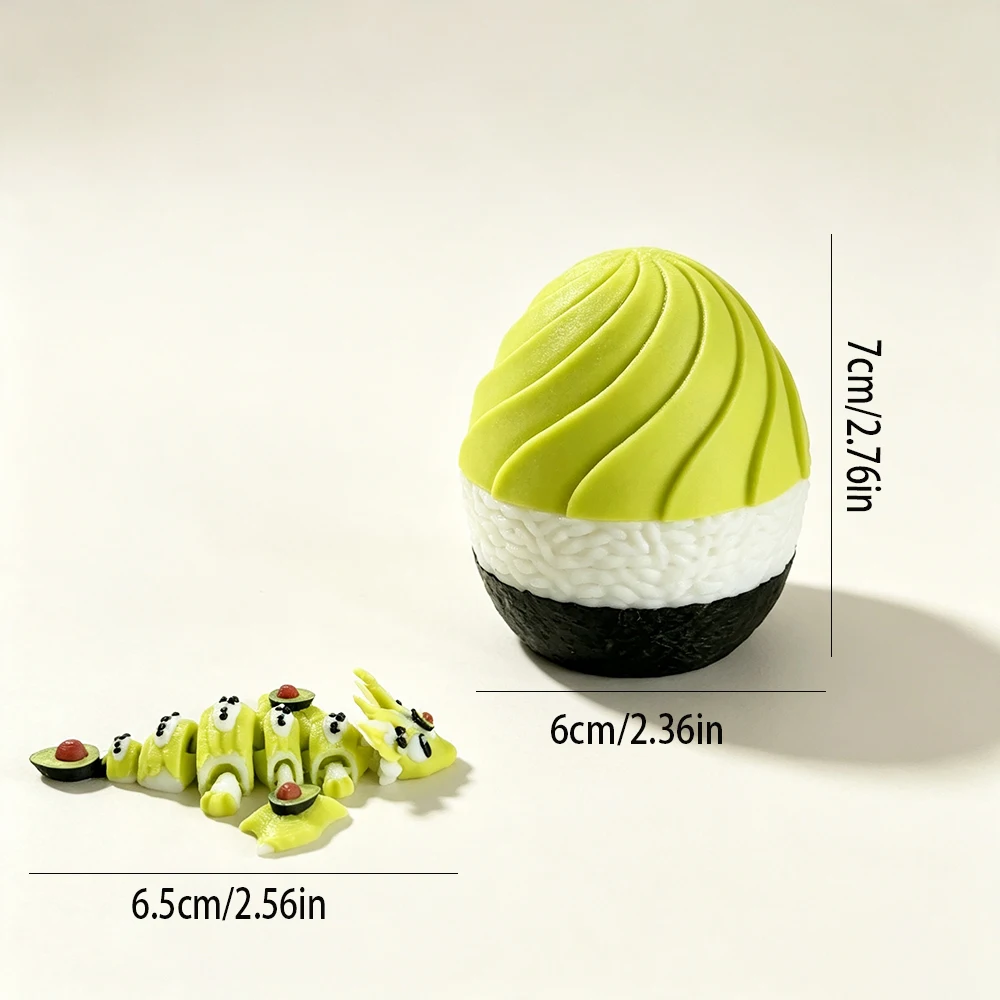 3d Printing Cute And Silly Sushi Avocado Dragon+Dragon Egg Model Set Plastic Desktop Decoration Sculpture Ornament Holiday Gift