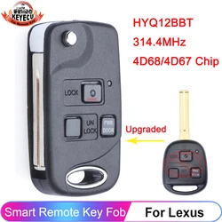 KEYECU 3 pulsanti Flip pieghevole ID FCC: HYQ12BBT Remote Key Fob 4 d67/4 d68 Chip per Lexus EX330 RX330 2004 2005 2006 2007 RX400h