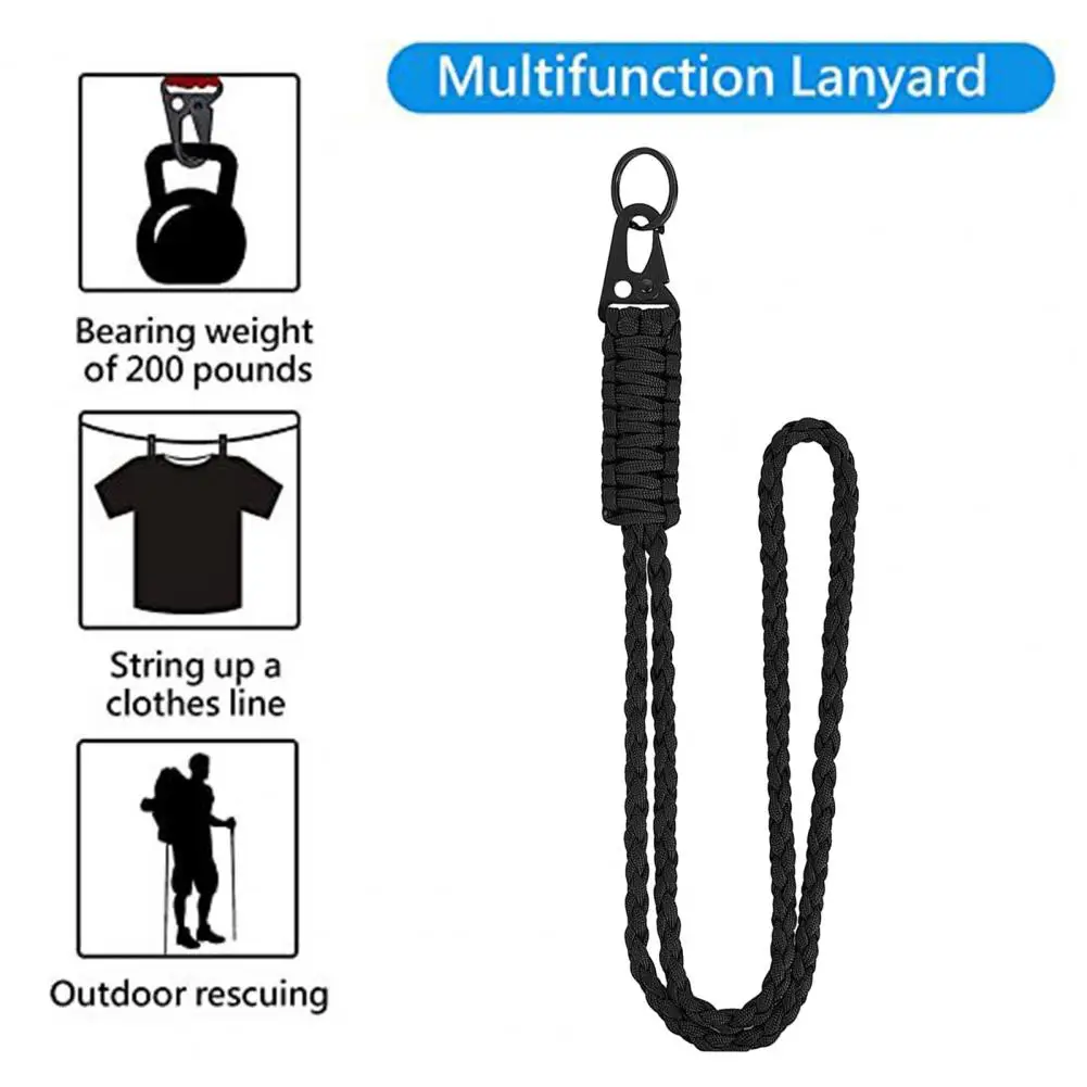 Keychain with Metal Clip Durable Lanyard for Outdoor Activities Heavy Duty Hanging Rope with Buckle for Keychain Id Card