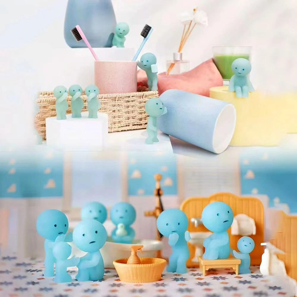 

SMISKI Blind Box Toilet And Bath Series Noctilucent Blue Doll Mystery Box Action Figures Decoration Fans Children Birthday Gift