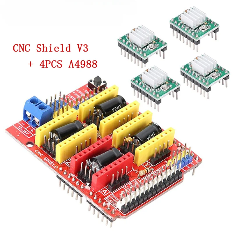 CNC Shield V3 3D/ 4 pcs 4 pcs Stepless Engine A4988 Extension Card for Arduino CNC Kit