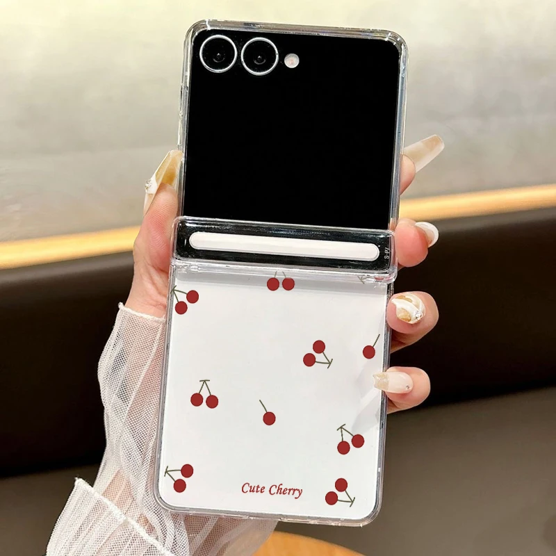 Magnetische Adsorptions-Handyhülle für Samsung Galaxy Z Flip7 Flip6 Flip5 Flip 7 FE 6 5 mit kleinem Kirschmuster, faltbare Schutzhülle