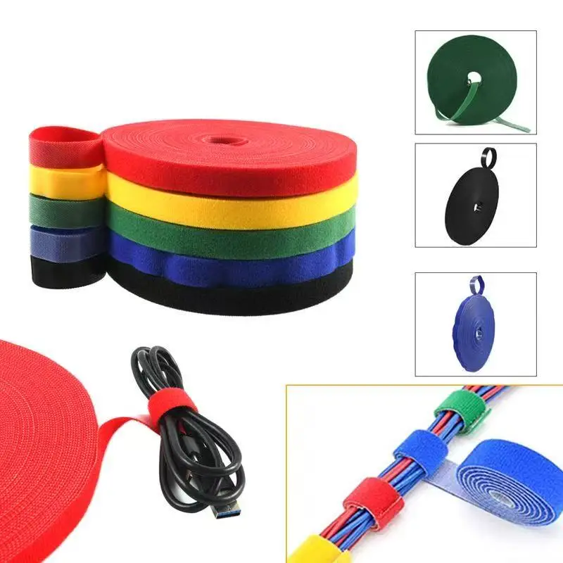 6Pcs Data Cable Management Cable Tie Reusable Removable Multi-purpose Wire Organizer Data Cable Storage Tape Plant Fixation