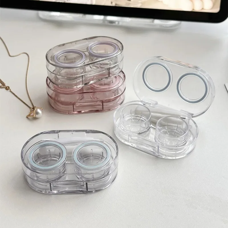 

Women Clear Beauty Pupil Storage Box Travel Eye Care Container Contact Lens Cases Pink Transparent Colored Contact Lens Case