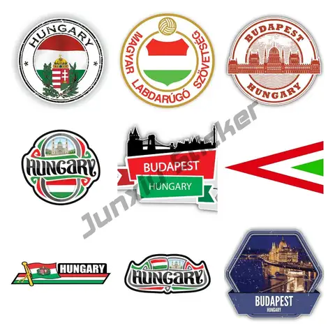 Persönlichkeit Dekor Budapest Ungarn Müll Reise Stempel Auto Stoßstange Aufkleber Aufkleber-Hungarisches Emblem Benutzerdefinierte Druck Aufkleber