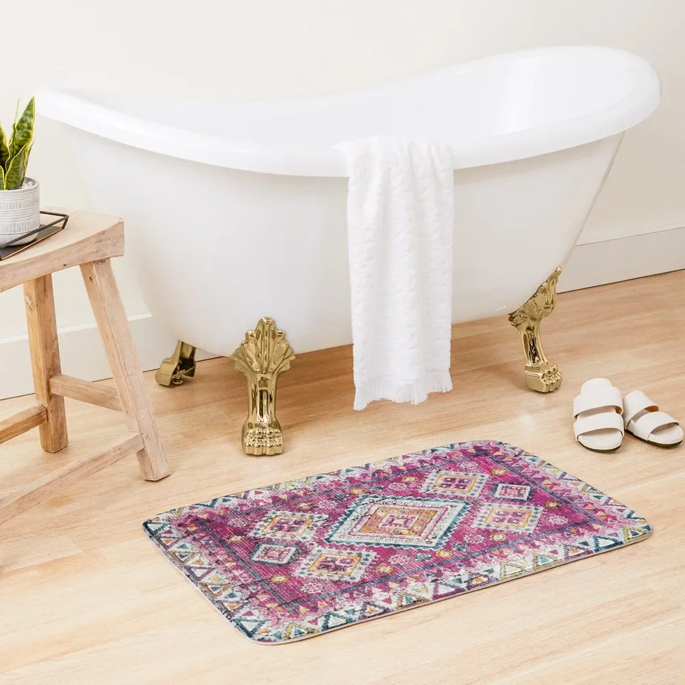 

Bohemian Vintage Berber Traditional Moroccan Fabric Style Bath Mat Non-Slip Bathroom Bathroom Kit Bath Rugs For Bathroom Mat