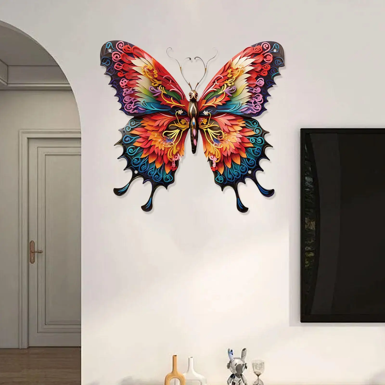 Iron Butterfly Wall Art Crafts Modern Party Props Accent Hanging Decoration for Farmhouse Patio