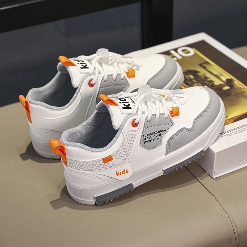 Children's Shoes Small White Shoes for Boys 2024 New White Sports Shoes for Primary School Girls Big Children