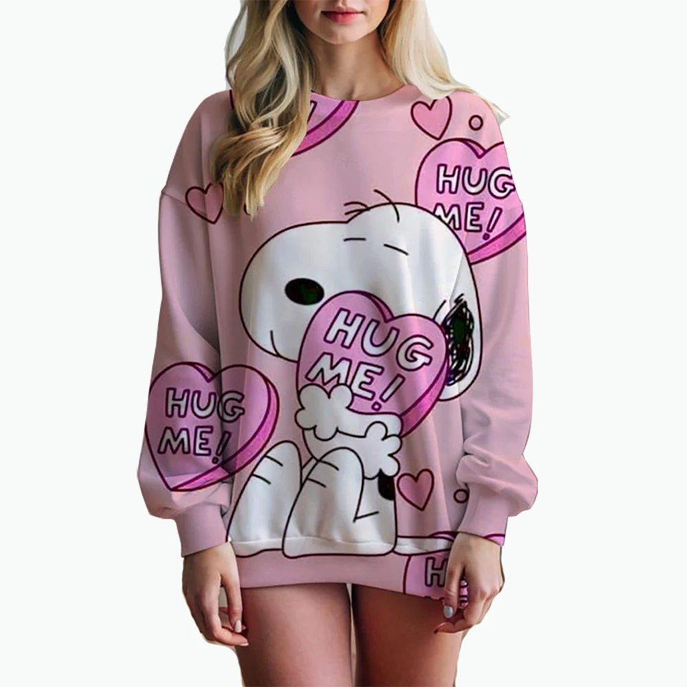 Woman\'s Hoodie New Autumn/Winter Fashion Y2K Snoopy cartoon print Sweatshirts Round Neck Coat Loose Long Sleeve Hatless Hoodie