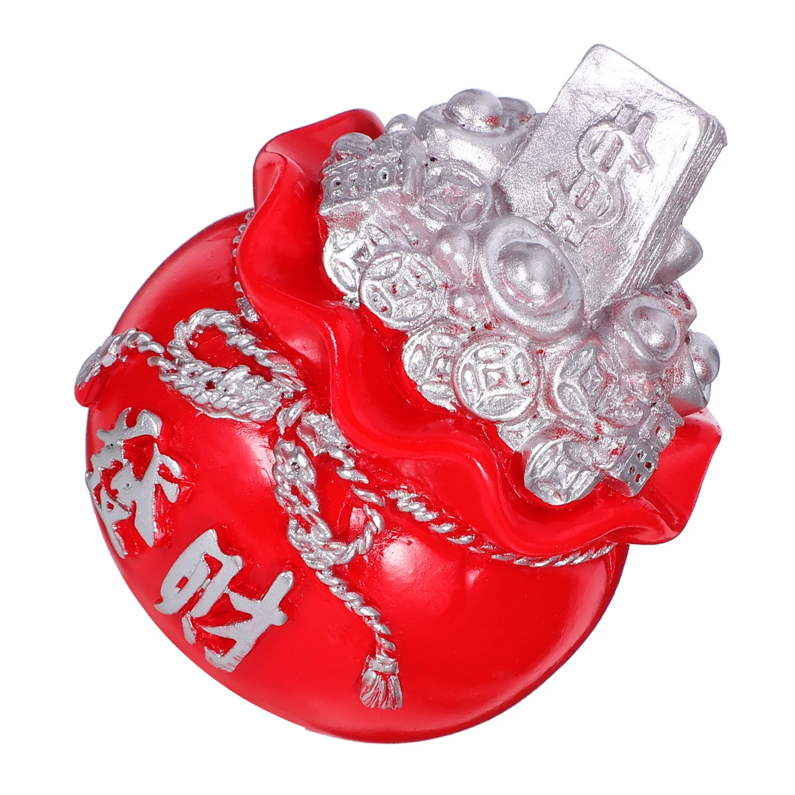 

Lucky Money Bag Car Ornament Silver Dashboard Decor for Prosperity and Good Luck Feng Shui Wealth Attractor Automotive