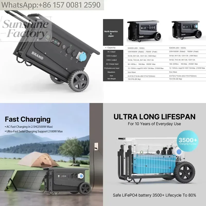 SOUOP Factory 5kw Camping Tragbare Power Station Lifepo4 Battery Portable Solar Generator Industry Waterproof Powerstation