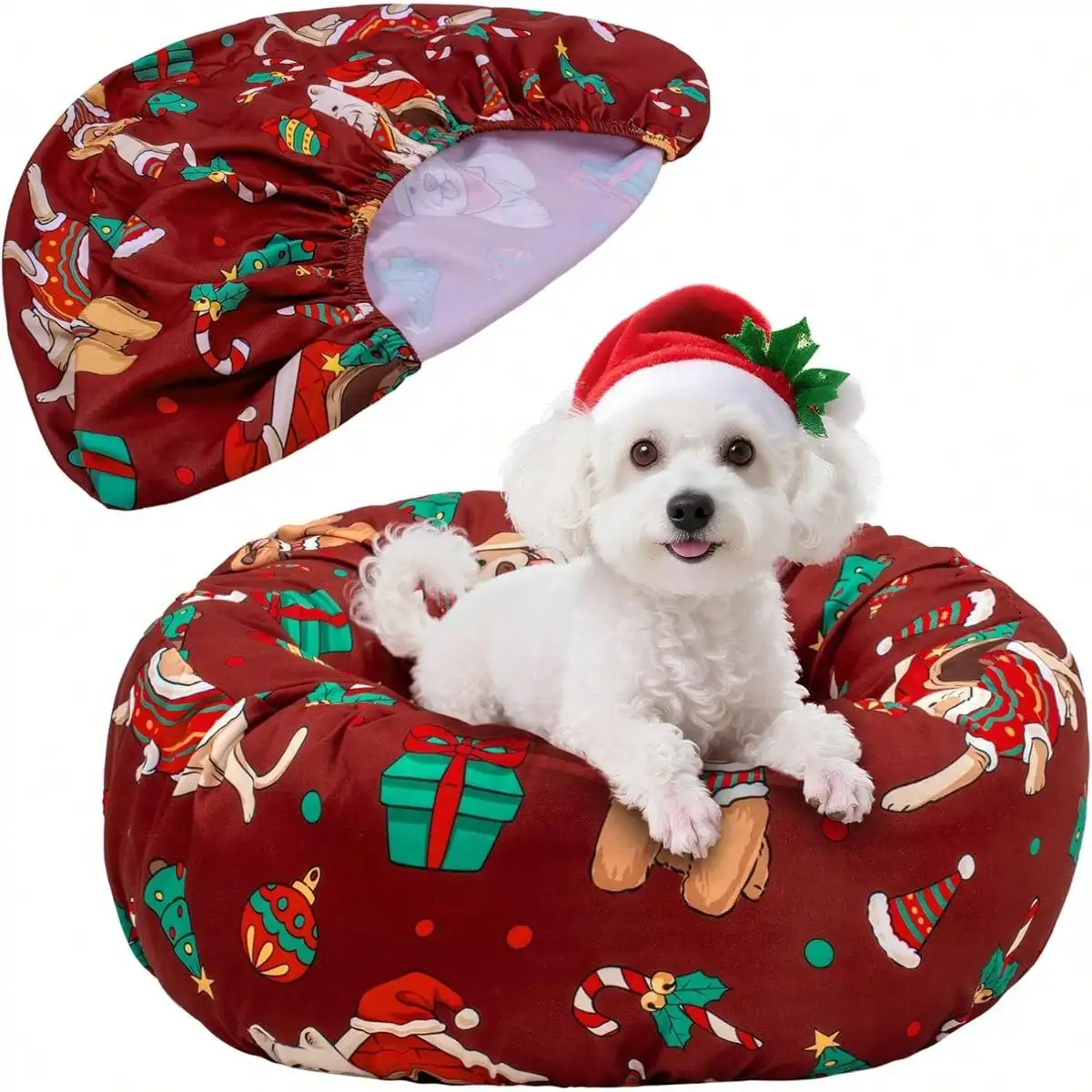 

Cover Elastic Edged Washable Pet Bed Protector With Pattern Design For Pet Beds, Covers Only